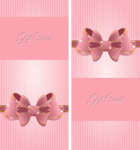 Sweet Gift Card with Shiny Bow Vector 01