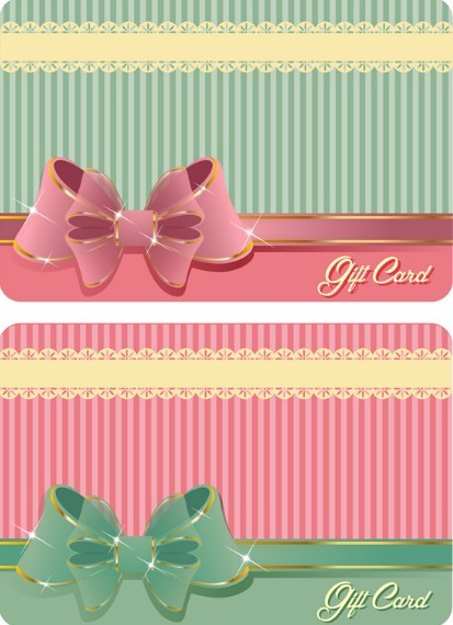 Sweet Gift Card with Shiny Bow Vector 02