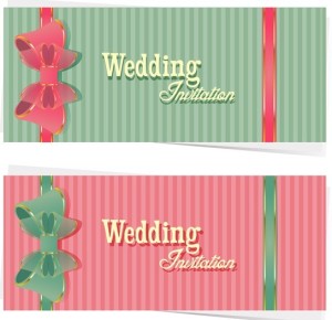 Sweet Wedding Invitation Cards With Ribbon Bows Vector 01