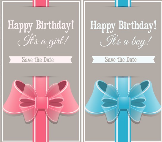 Sweet Wedding Invitation Cards With Ribbon Bows Vector 03