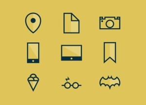 Yellow Flat Icon Set PSD