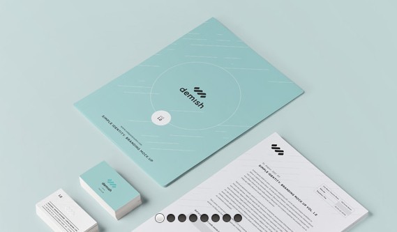 Cyan Stationery Branding Mockup PSD