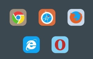 5 Flat Rounded Web Browser Icons PSD
