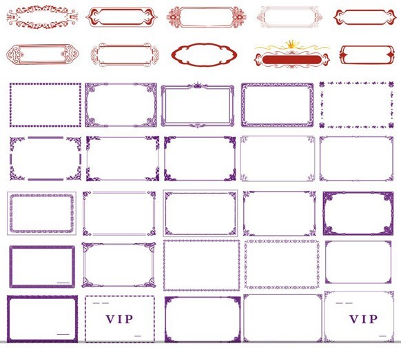 Set Of Vector Simple Floral Borders & Frames