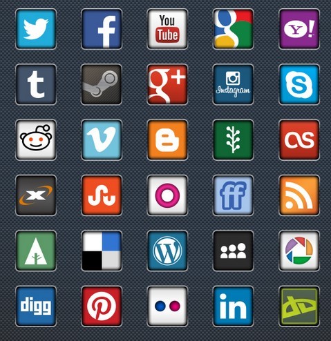 30 Modern Social Media Icons Vector PSD