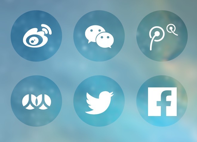 6 Round Transparent Social Icons Vector