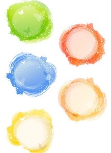 Set of Round Watercolor Frames Vector
