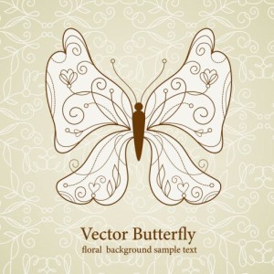 Vintage Line Art Butterfly Vector