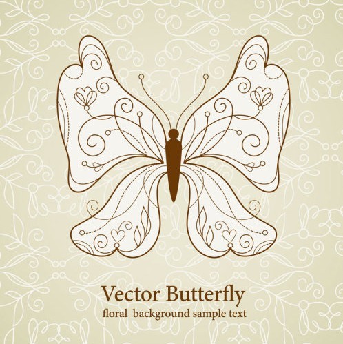 Vintage Line Art Butterfly Vector