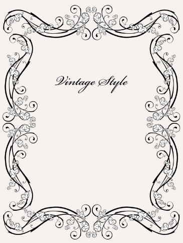 Vintage Styled Simple Dark Floral Frame Vector 01
