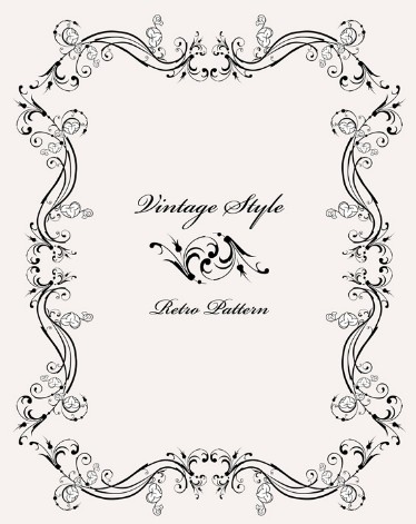 Vintage Styled Simple Dark Floral Frame Vector 03