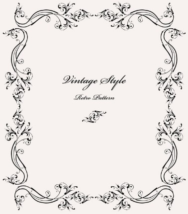 Vintage Styled Simple Dark Floral Frame Vector 05
