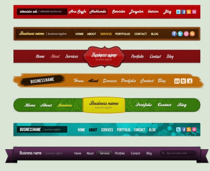 Set of Sweet Navigation Menu Designs PSD