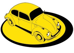 Yellow Old Car Vector Illustration