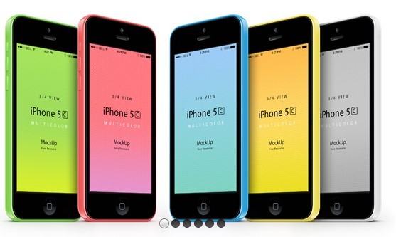 Three-Quarter Perspective iPhone 5C PSD Mockup