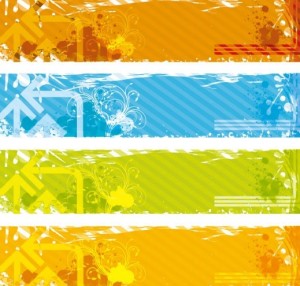 Set of Colored Grunge Floral Banners Vector 01