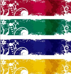 Set of Colored Grunge Floral Banners Vector 02