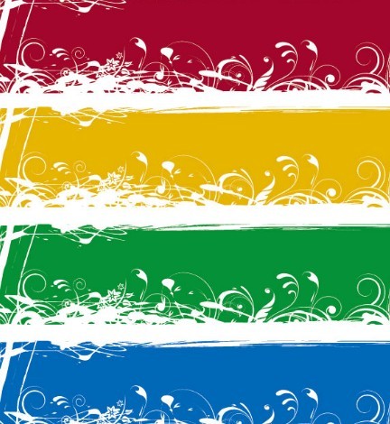 Set of Colored Grunge Floral Banners Vector 03