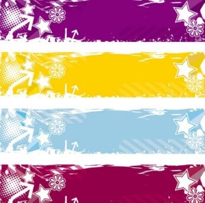 Set of Colored Grunge Floral Banners Vector 04