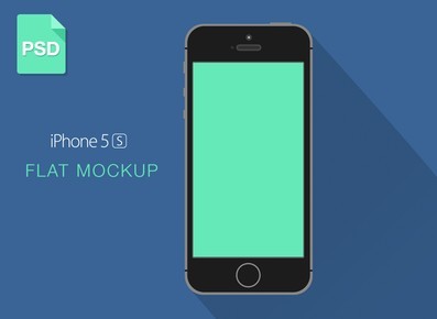 Flat iPhone 5C Mockup with Long Shadow PSD