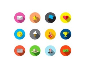 Round Long Shadow Guava Reward Icons Pack Vector