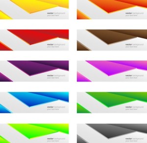 Set Of Vector Colored Banners with Abstract Shapes Background
