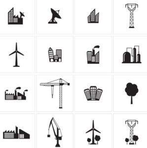 Set Of Vector Dark Industrial Icons