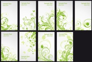 Set Of Vertical Cards with Green Floral Backgrounds Vector