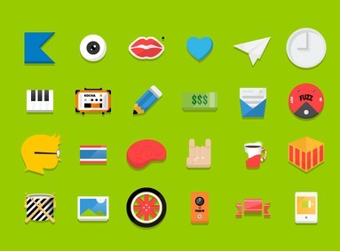 24 Random Flat Icons Vector