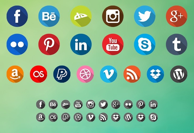 40 Long Shadow Social Icon Set