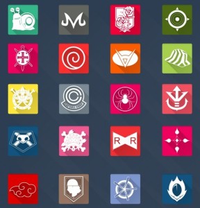 Flat Long Shadow Anime Icon Set 02