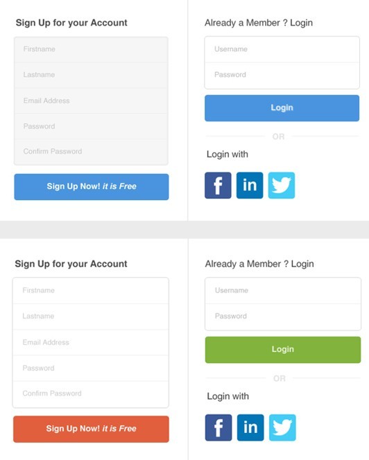Flat Sign Up and Login Form UI PSD