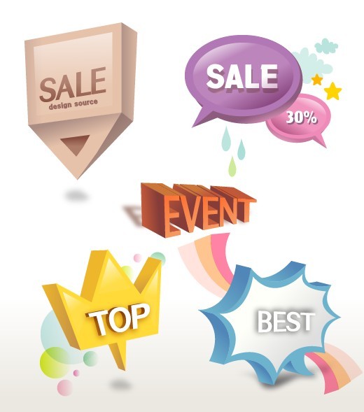 Lovely Retail Sale Labels & Stickers Vector 04