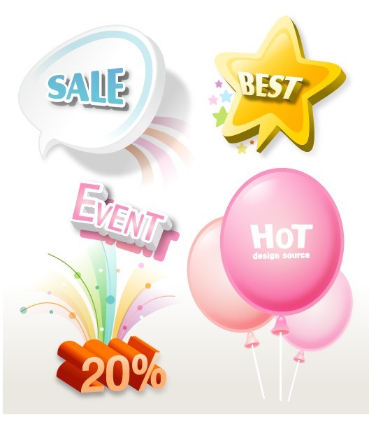 Lovely Retail Sale Labels & Stickers Vector 05