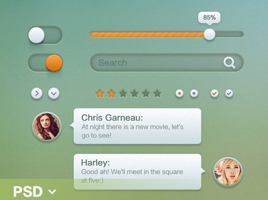Minimal Mobile Phone UI Elements PSD