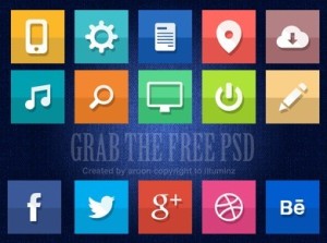 Flat Square Icons with Reflection PSD