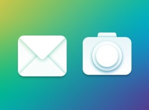 Transparent Email & Camera Icons PSD