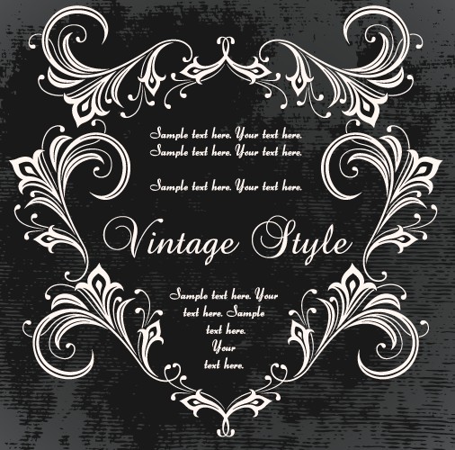 Dark Royal Vintage Floral Frame Vector 01