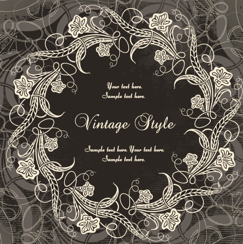 Dark Royal Vintage Floral Frame Vector 02