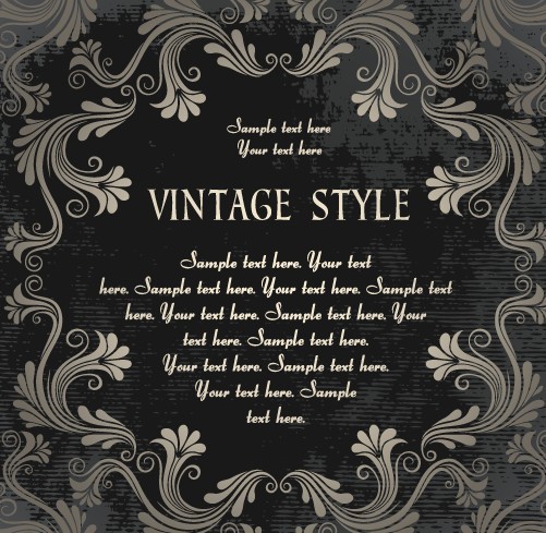 Dark Royal Vintage Floral Frame Vector 03