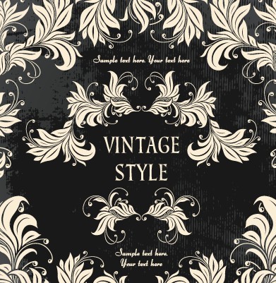 Dark Royal Vintage Floral Frame Vector 04