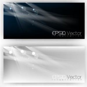 Elegant Dark Banners with Bright Abstract Backgrounds Vector 02