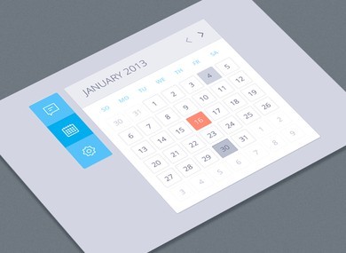Flat Clean Calendar Widget PSD