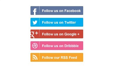 Flat Social Media Follow Buttons PSD