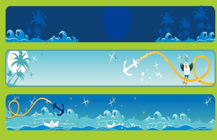 Set of Vector Ocean Themed Banners 02