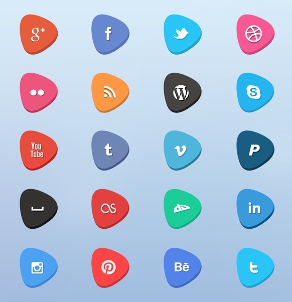 Creative Social Media Flat Icons Set (PSD Included)