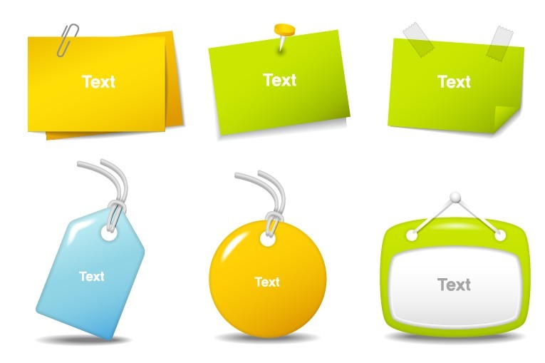Set Of Colored Sticky Notes & Hanging Tags Vector