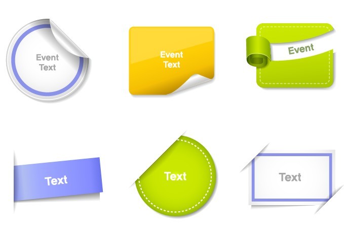 Set Of Elegant Fresh Paper Stickers Vector