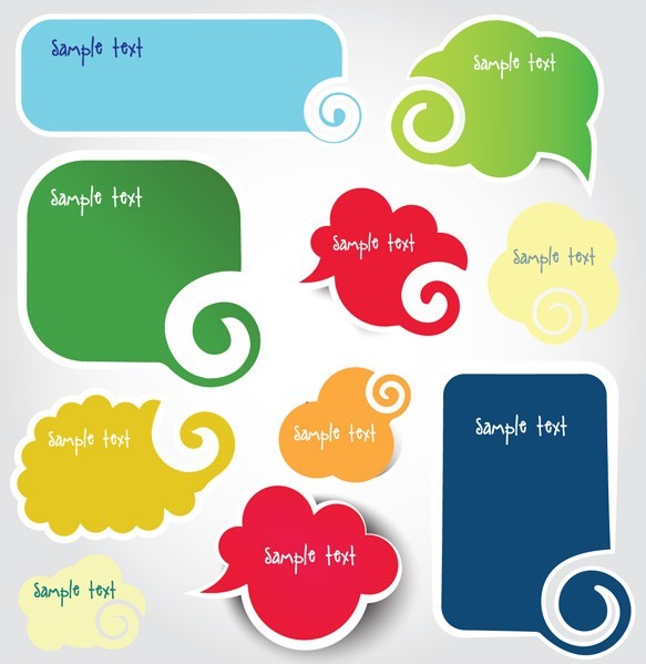Set of Creative Cloud Speech Bubbles Vector