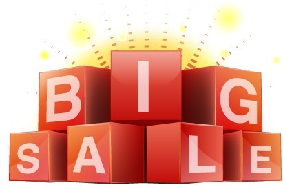 3D Red Big Sale Cubes Vector